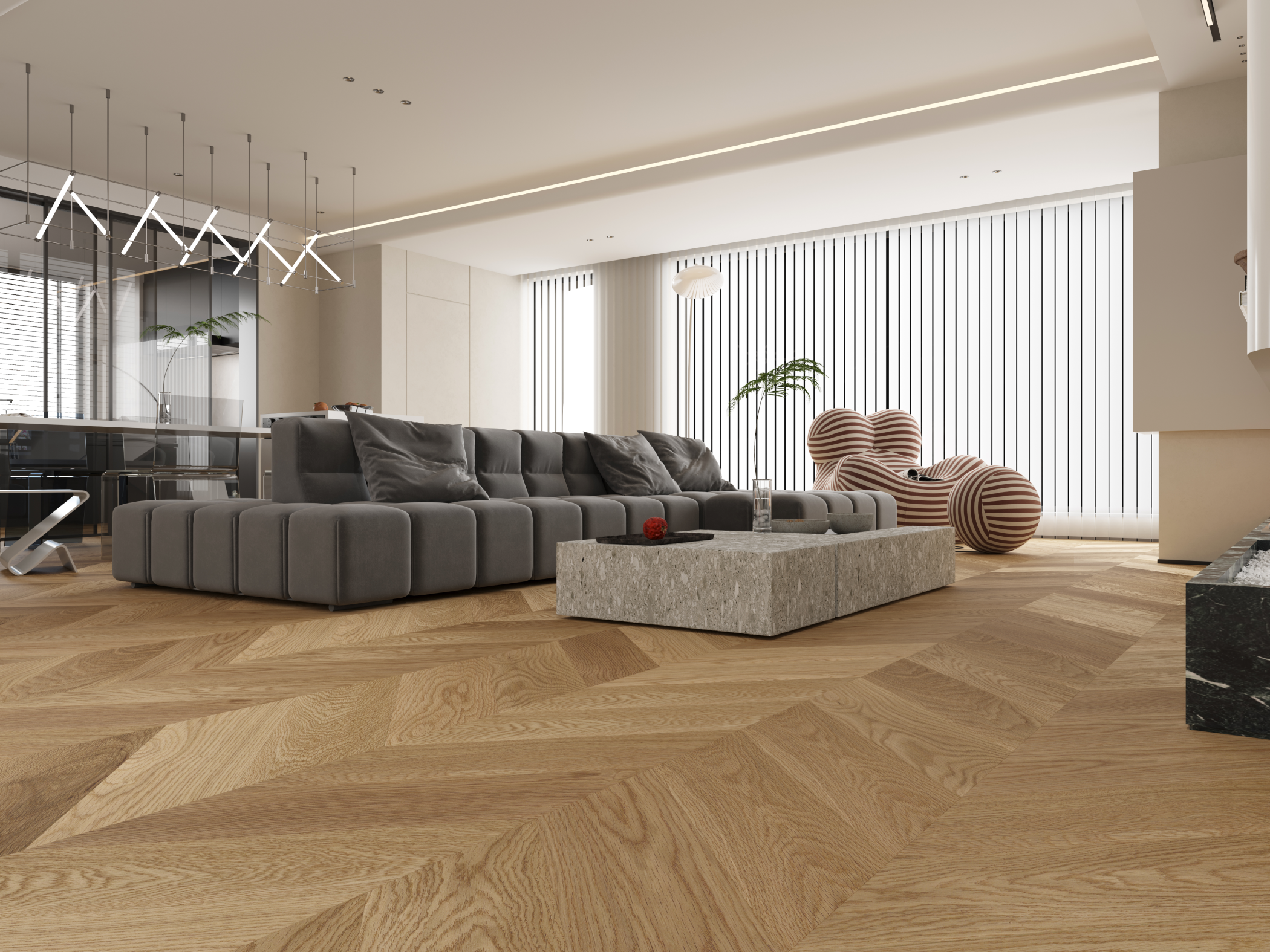 American Oak Chevron 5" Collection - Natural