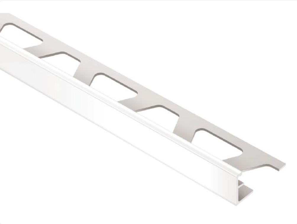 Schluter - 3/8" (10 mm) x 8' 2-1/2" - JOLLY-P Wall Edging Profile - Bright White PVC Plastic (BW100)