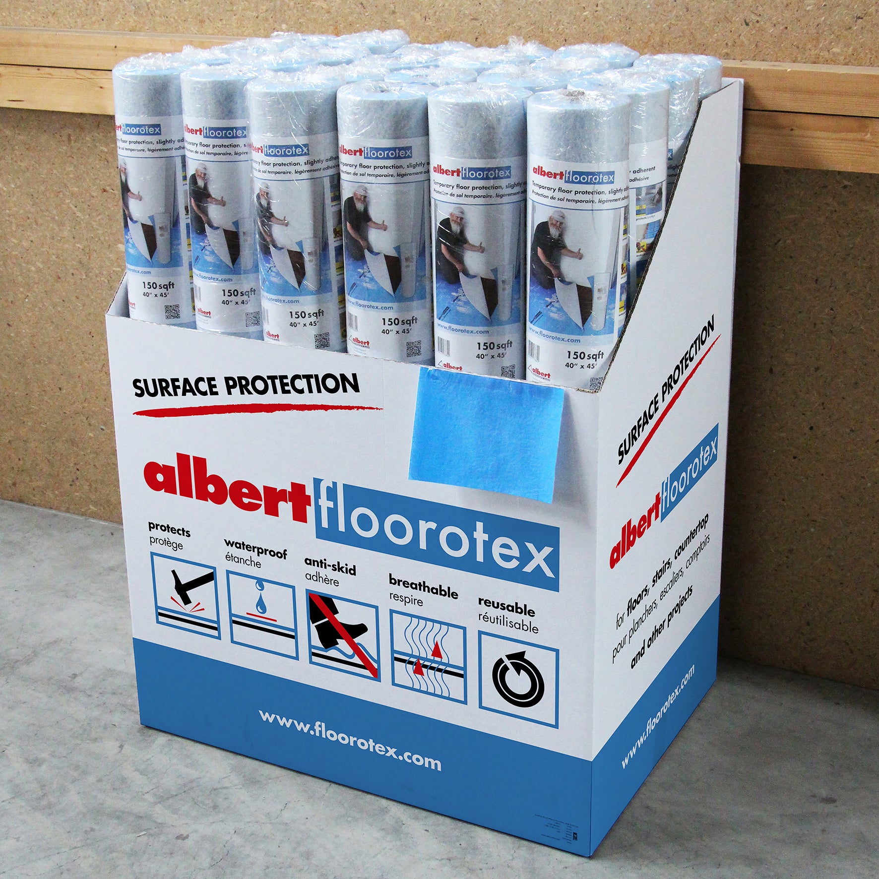 Floorotex - 40" x 84' (280 Pi.Ca) - Bleu protecteur de plancher