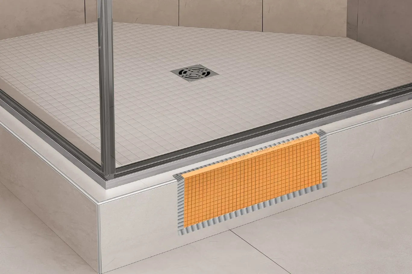 KBSC115150970 - 4-1/2" x 6" x 38" - Schluter KERDI-BOARD-SC Seuil de douche préfabriqué