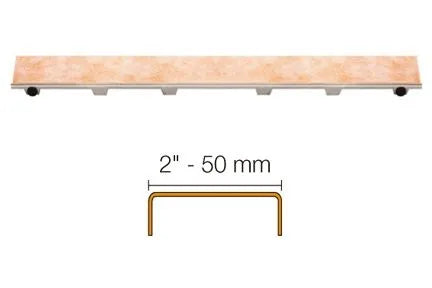 KL1DROE80 - Acier inoxydable (V4) brossé 1-1/8" x 31-1/2" - Schluter KERDI-LINE Drain linéaire encastré avec design de grille décentrée sans cadre à carreler