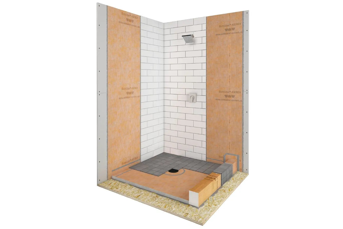 KSK9651525 - 38" x 60" - Schluter KERDI-SHOWER-KIT Ensemble de douche avec position de sortie centrée sans bride et grille