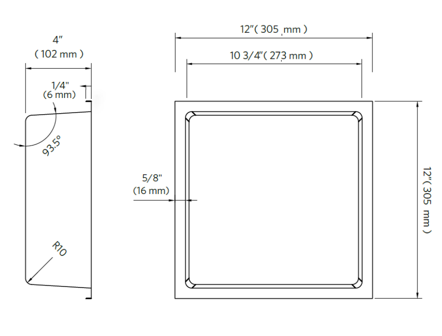 Fusion - 12" x 12" - Nano Stainless Steel Shower Niche 