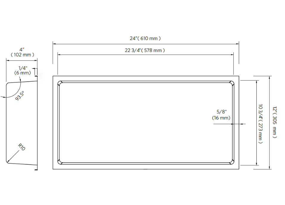 Fusion - 12" x 24" - Shower Niche Nano Stainless Steel 