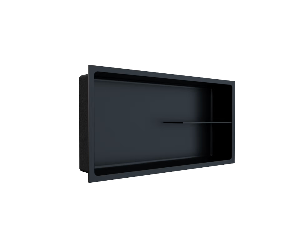 Fusion - 12" x 24" - Shower Niche with Half Shelf Stainless Steel Black 