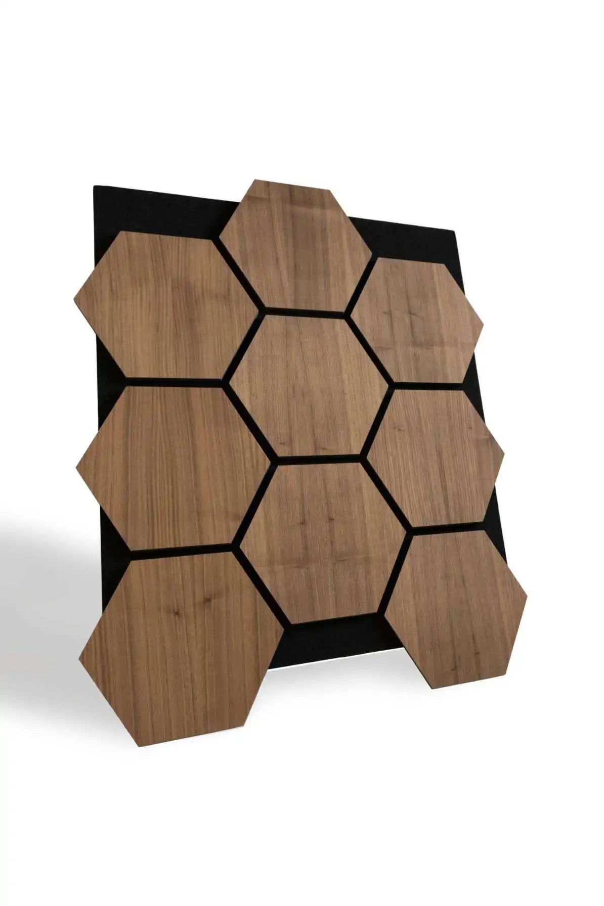 Panneau acoustique hexagones en noyer