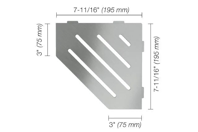 SES2D10EB - Schluter SHELF-E Pentagonal corner shelf model Wave - brushed stainless steel (V2)