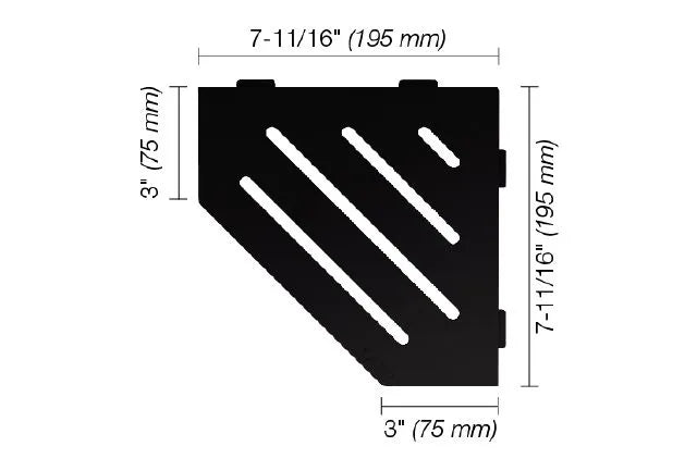 SES2D10MGS - Schluter SHELF-E Wave model pentagonal corner shelf - matte black aluminum