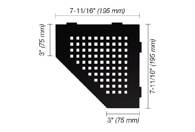 SES2D3MGS - Schluter SHELF-E Square model pentagonal corner shelf - matte black aluminum