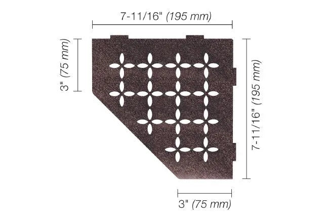 SES2D5TSOB - Schluter SHELF-E Pentagonal corner shelf Floral model - bronze aluminum