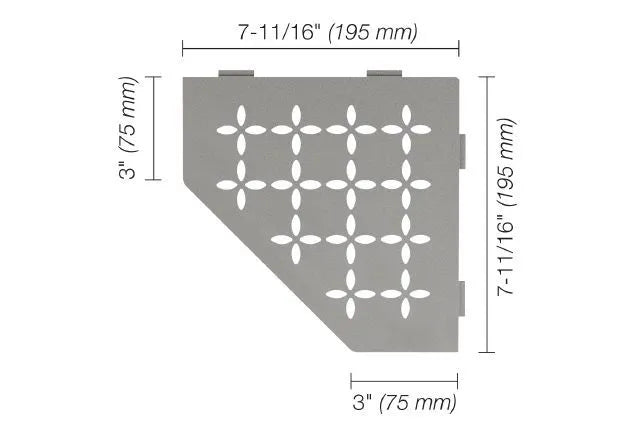 SES2D5TSSG - Schluter SHELF-E Pentagonal corner shelf Floral model - stone gray aluminum