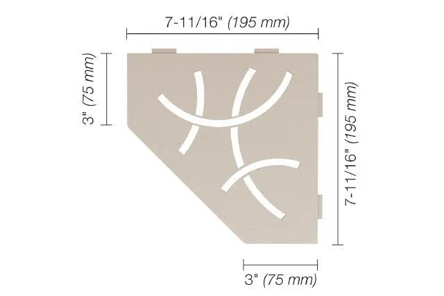 SES2D6TSC - Schluter SHELF-E Pentagonal corner shelf Curve model - cream aluminum