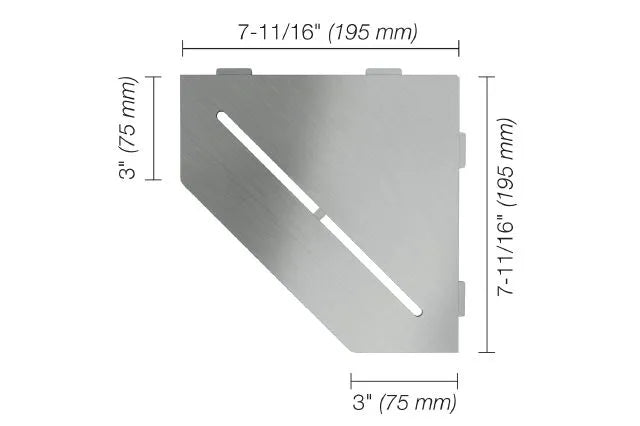 SES2D7EB - Schluter SHELF-E Pentagonal corner shelf Pure model - brushed stainless steel (V2)