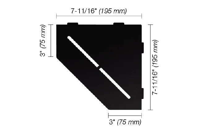 SES2D7MGS - Schluter SHELF-E Pure model pentagonal corner shelf - matte black aluminum