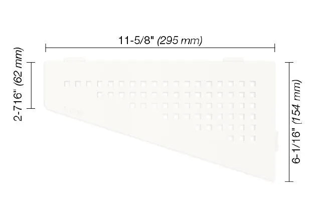 SES3D3MBW - Schluter SHELF-E Square model quadrilateral corner shelf - matte white aluminum