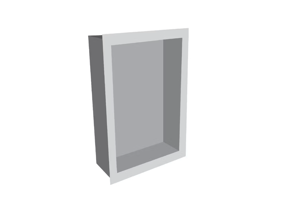 Fusion - Sky Grey 16" x 24" - Square Frame Shower Niche without Shelf in Engineered Stone 