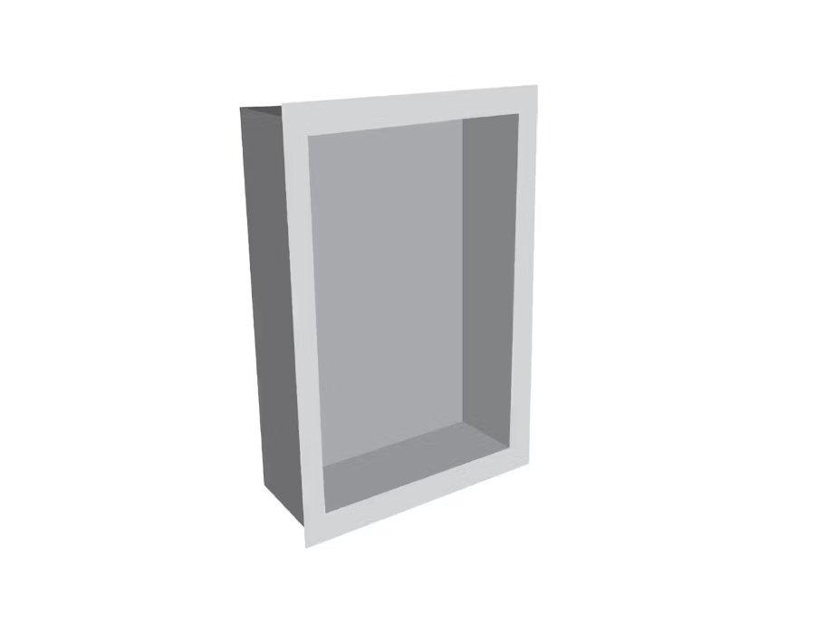 Fusion - Super White 16" x 24" - Square Frame Shower Niche without Shelf in Engineered Stone 