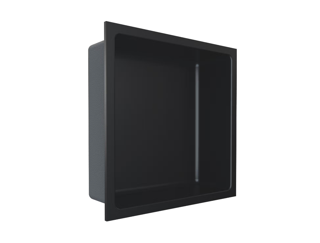 Fusion - 12" x 12" - Black Stainless Steel Shower Niche 