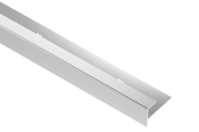 Schluter - VINPRO-STEP Profilé de nez de marche pour revêtement de vinyle aluminium anodisé chrome brossé 19/64" (7.5 mm) x 8' 2-1/2"