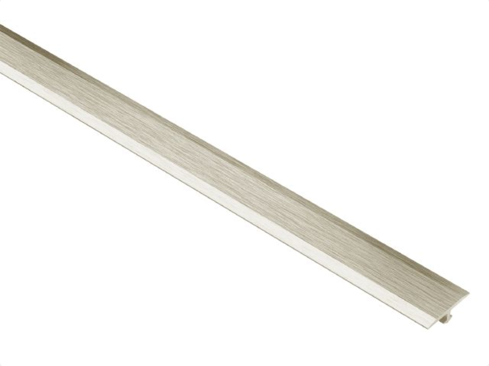 Schluter - 1/8" (3 mm) x 1" x 8' 2-1/2" - VINPRO-T T-Channel for Vinyl Floor Renovation Anodized Aluminum Brushed Nickel (SKU: VPTL3/25ATGB)