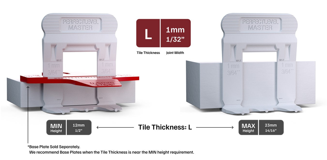 Perfect Level Master - 1mm (1/32") leveling clips for tiles 8-14mm thick