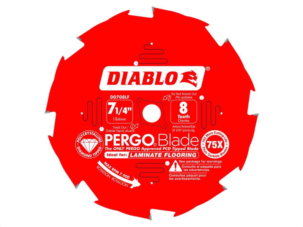 Diablo - 7-1/4" - Diablo Lame de scie circulaire PergoBlade 8 dents pour planchers flottants (D0708LF)