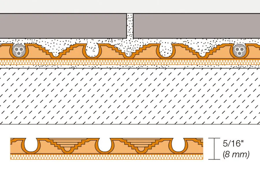 DHDPS810M - 2' 7" x 33' - (108 ft²) 8 mm - Schluter DITRA-HEAT-DUO-PS Self-adhesive uncoupling membrane in roll for underfloor heating