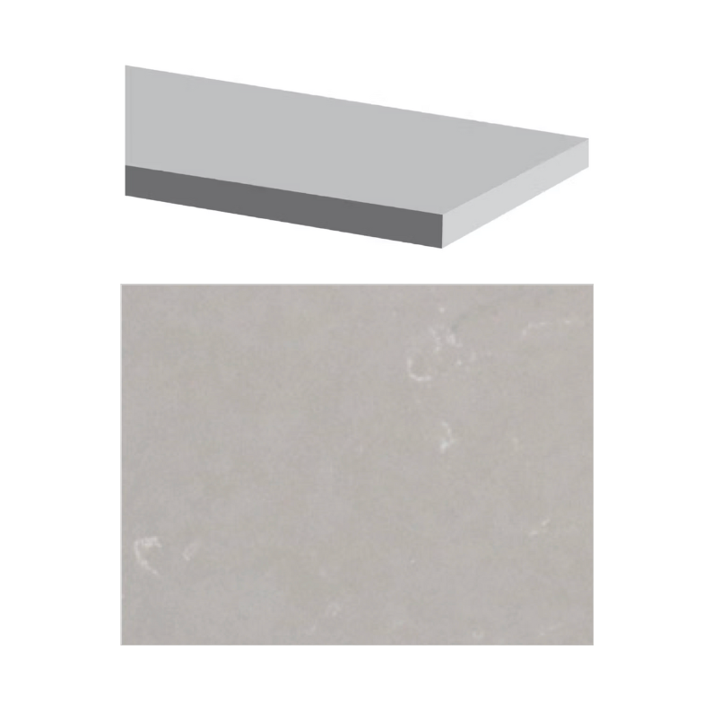 Fusion - Moonstone Grey 6" x 108" - 15.9 mm - Polished Quartz Shower Frame 