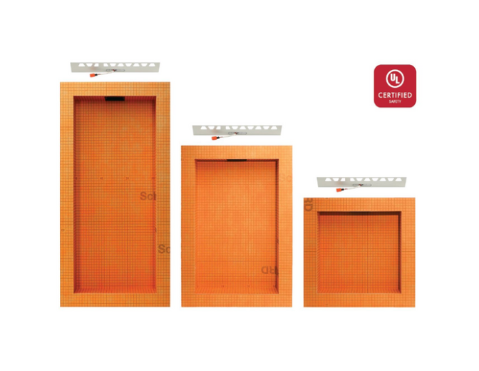 12" x 28" - Schluter KERDI-BOARD-SNLT Prefabricated shower niche with shelf and LIPROTEC LED lighting (KB12SNLT3WW)